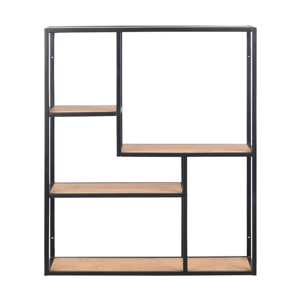 Libreria da parete nera-color legno naturale effetto rovere 75x91 cm Seaford - Actona