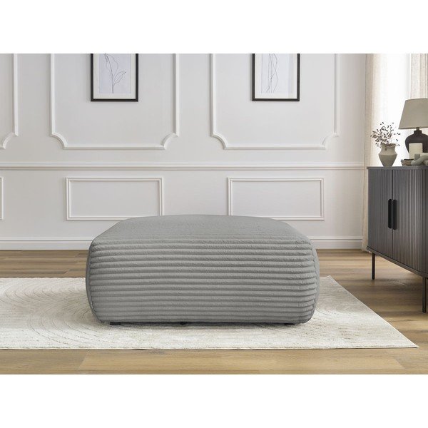 Poggiapiedi in grigio scuro con rivestimento in velluto a coste Lucien – Bobochic Paris-image-1