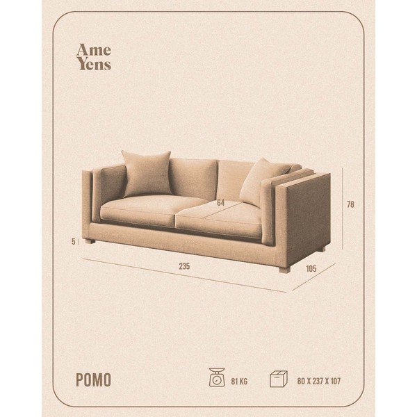 Divano color crema 235 cm Pomo - Ame Yens-image-4