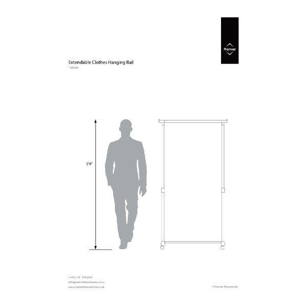 Stand appendiabiti argentato in metallo allungabile/su ruote – Premier Housewares-image-3