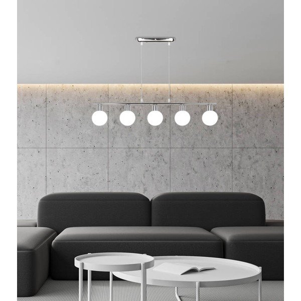 Lampada a sospensione in argento con paralume in vetro 10x82 cm Oden - Candellux Lighting-image-1