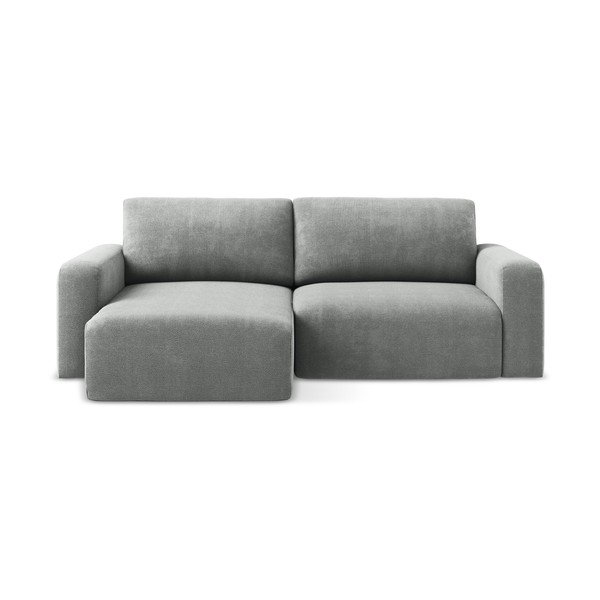 Divano angolare grigio allungabile/con contenitore (con penisola a sinistra/con chaise lounge) con rivestimento in ciniglia Kona – Makamii