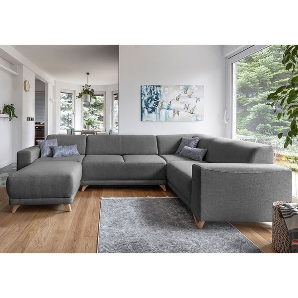 Divano angolare grigio allungabile e con contenitore (penisola a destra/a U) Classy Sophie – Miuform-image-1