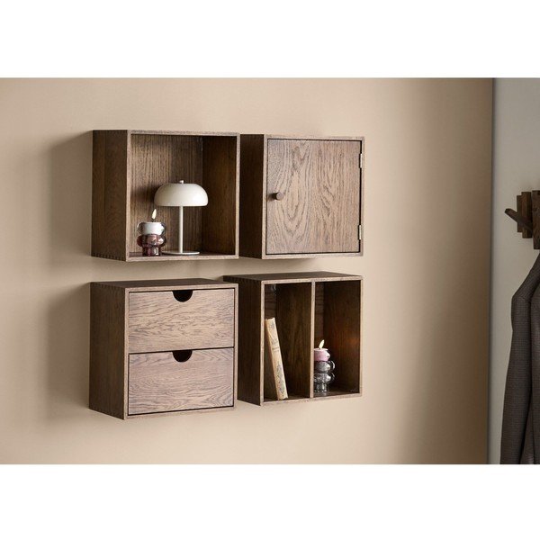 Mensola marrone scuro in rovere massiccio con ripiani multipli 30 cm Townsville – House Nordic-image-1