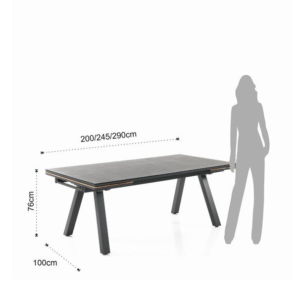 Tavolo da pranzo da giardino in alluminio 100x200 cm Thilia - Tomasucci-image-4