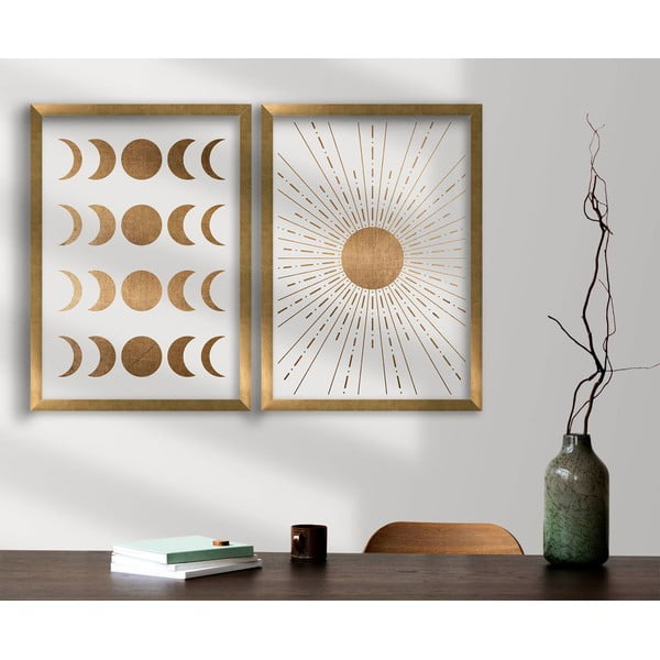Set di dipinti 2 pz 38x53 cm Moon & Sun – Wallity-image-1