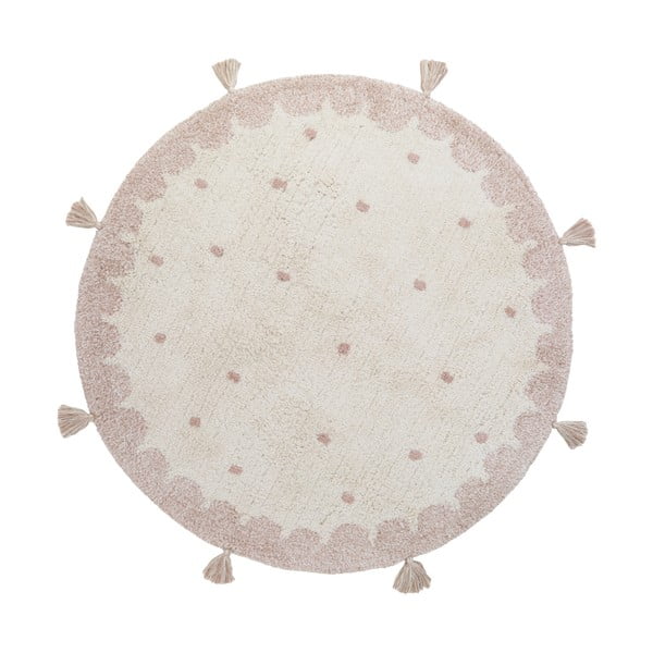 Tappeto in cotone rosa e crema fatto a mano, ø 110 cm Mallen - Nattiot