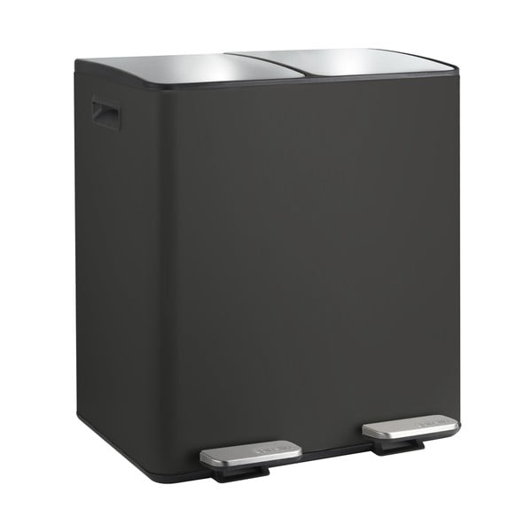 Cestino per la spazzatura nero opaco in acciaio per raccolta differenziata/con pedale 2x20 l   Aliya – Spirella