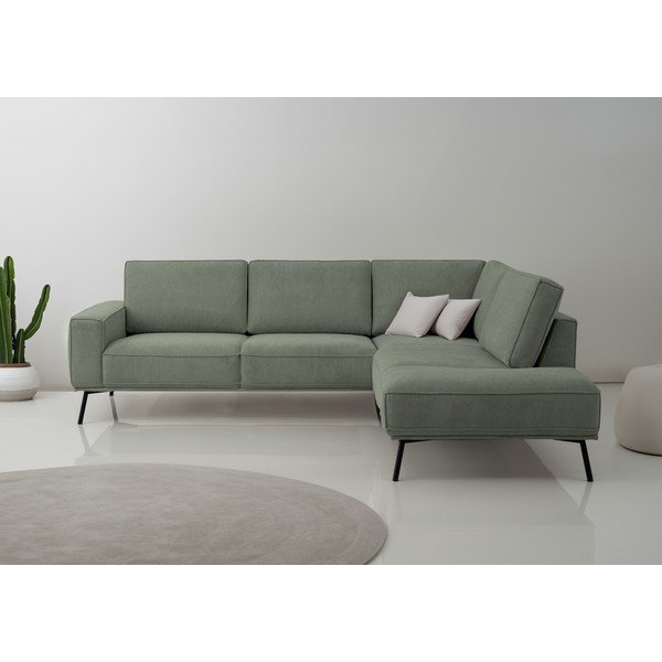 Divano angolare verde (con penisola a destra/a L) con rivestimento in ciniglia Amsterdam – Scandic-image-1