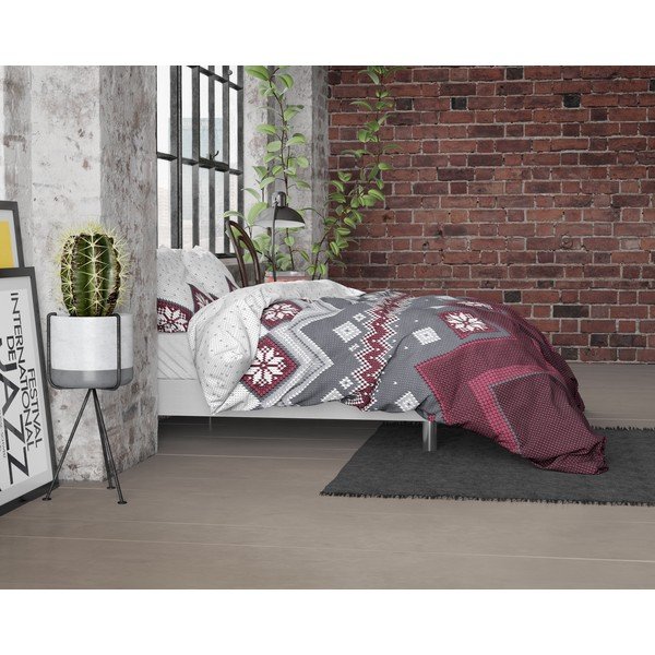 Biancheria da letto in flanella per letto matrimoniale Nordic, 200 x 220 cm - Dreamhouse-image-3