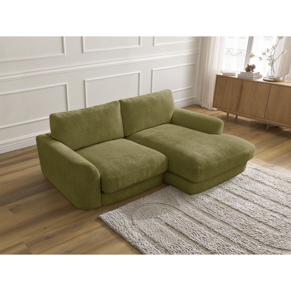 Divano angolare color kaki (con penisola a destra/con chaise lounge) con rivestimento in ciniglia Leonore – Bobochic Paris-image-4