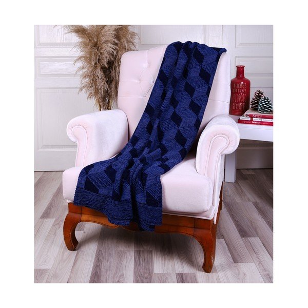 Coperta in cotone blu scuro Clen, 130 x 170 cm - Homemania Decor-image-2