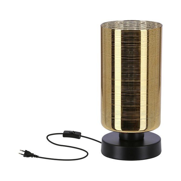 Lampada da tavolo con paralume in vetro nero e oro (altezza 25 cm) Cox - Candellux Lighting