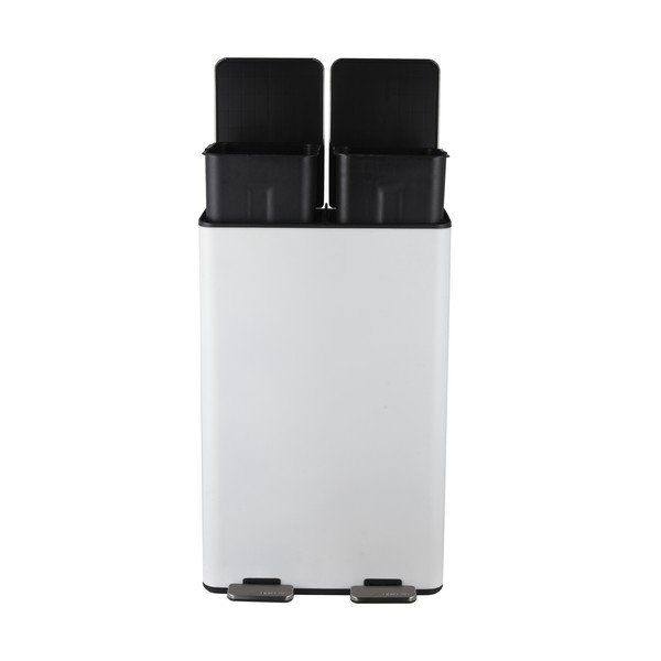 Cestino per la spazzatura bianco opaco in acciaio per raccolta differenziata/con pedale 2x30 l   Aliya – Spirella-image-4