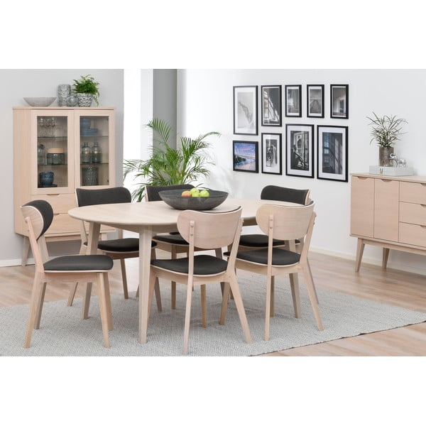 Sedia da pranzo in rovere marrone chiaro con seduta grigio scuro Cato - Rowico-image-3