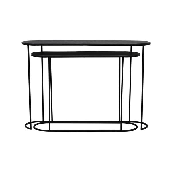 Tavolo consolle in metallo nero in set da 2 28x118 cm Bocov - Light & Living-image-1