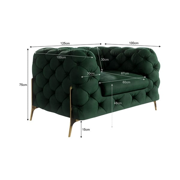 Poltrona verde scuro con rivestimento in velluto Chelsea Bis – Ropez-image-4