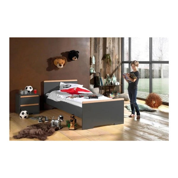 Comodino per bambini grigio scuro London - Vipack-image-2