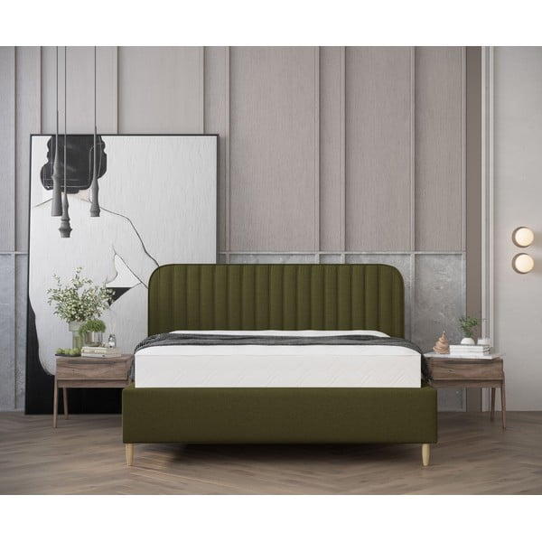 Letto matrimoniale imbottito verde con spazio contenitivo e rete 180x200 cm Noto - Maison de Rêve-image-4