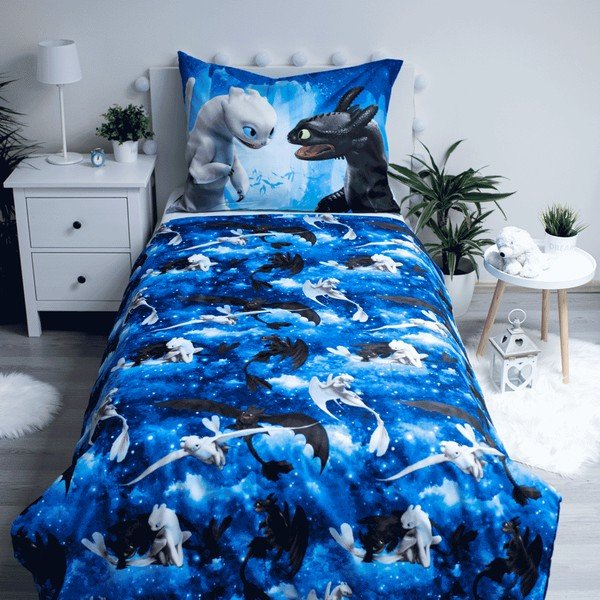 Biancheria da letto singola per bambini in microfibra 140x200 cm How to Train Your Dragon - Jerry Fabrics-image-2