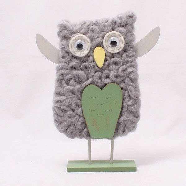 Dekorativní dřevěná sova, 27 cm