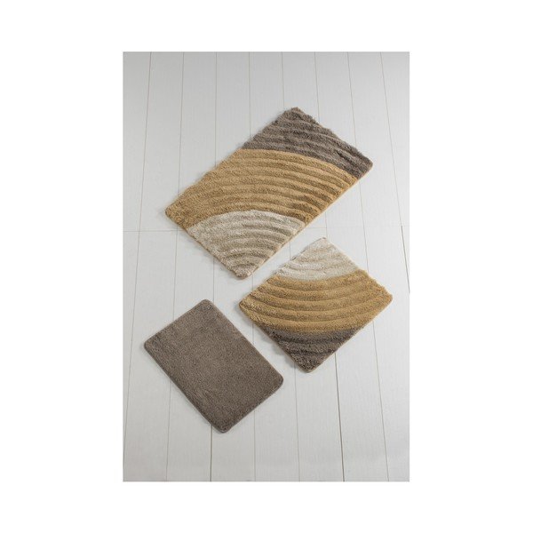 Set di 3 tappetini da bagno marroni Well - Foutastic