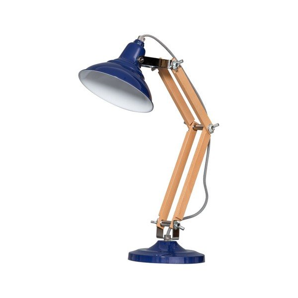Dřevěná stolní lampa s modrým stínítkem ETH Calia