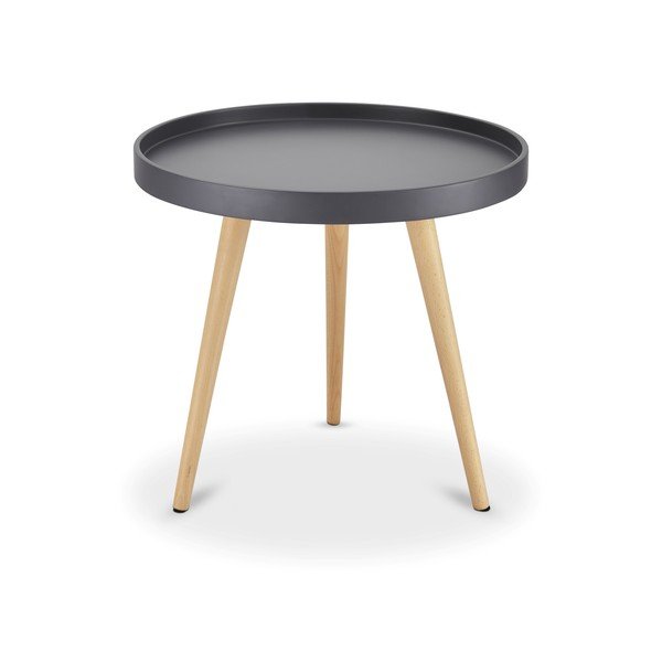 Tavolino grigio con gambe in faggio, Ø 50 cm Opus - Furnhouse-image-1