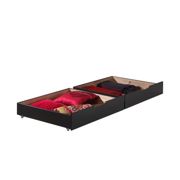 Sada 2 šedých úložných boxů pod postel Vipack Pino