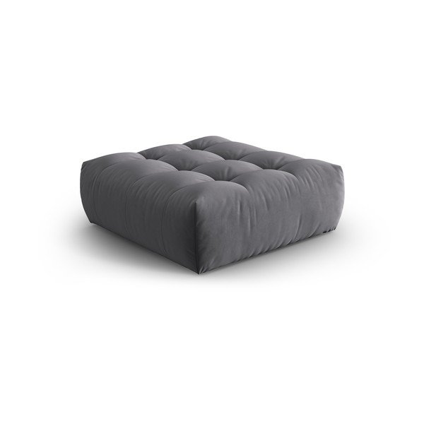 Poggiapiedi grigio scuro con rivestimento in velluto Bloom – Micadoni -image-2