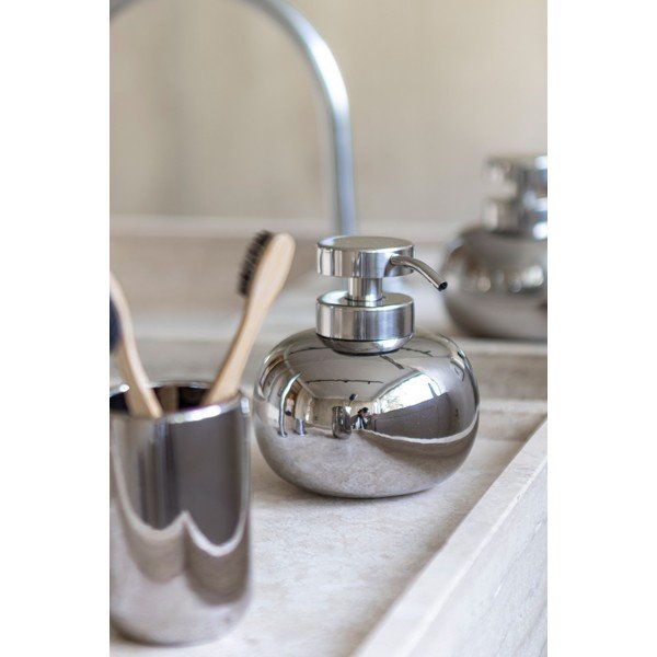 Dispenser per sapone argentato in ceramica 200 ml Lotus – Mette Ditmer Denmark-image-1
