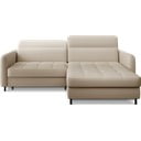 Divano angolare beige allungabile/con contenitore (con penisola a destra/con chaise lounge) e rivestimento in velluto Gomsi – ELTAP