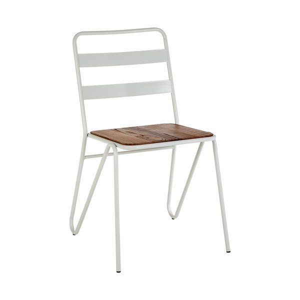 Sedia da pranzo bianca/di colore naturale in olmo massiccio District – Premier Housewares