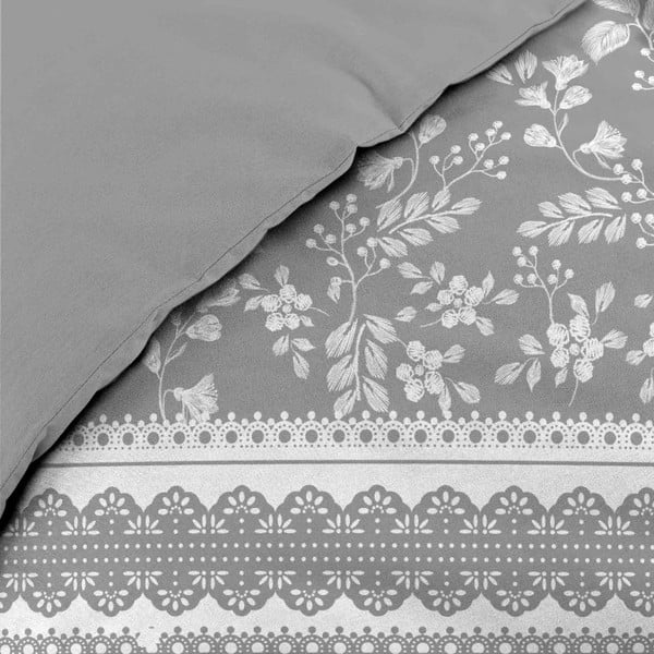 Set copripiumino e federa bianco/grigio in cotone per letto matrimoniale 200x200 cm Annie – douceur d'intérieur-image-3