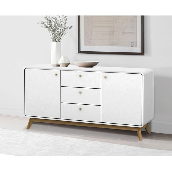 Cassettiera bassa bianca 140x75 cm Cleo Caitlin - Støraa-image-1