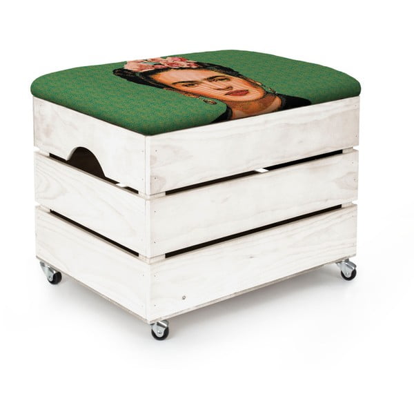 Pouf con ruote e portaoggetti Cassetto Frida - Madre Selva