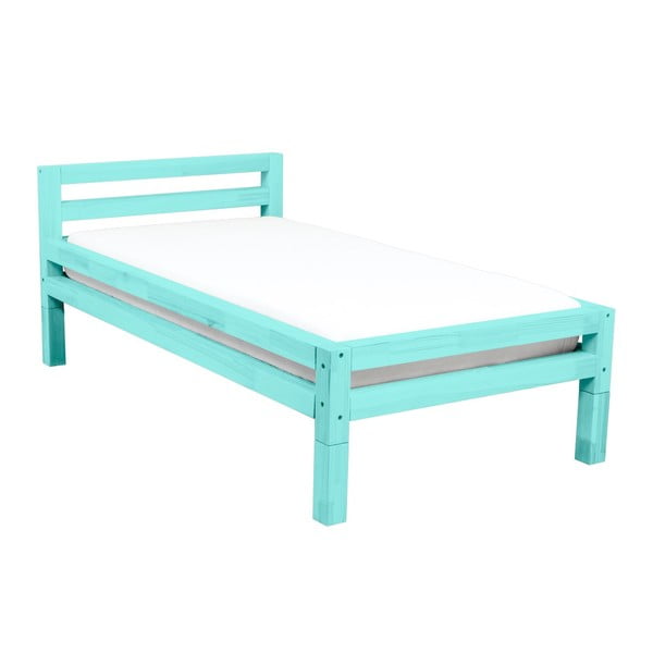 Letto singolo turchese in legno di abete rosso Singolo, 90 x 160 cm - Benlemi-image-1