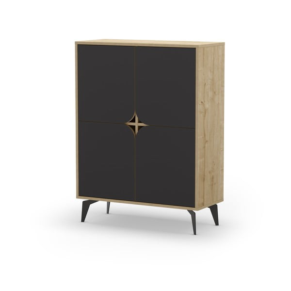 Mobile in rovere decorato in nero-naturale 90x120 cm Nola - Marckeric-image-3