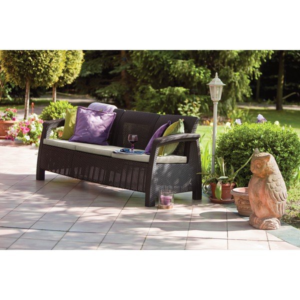 Divano da giardino in rattan marrone scuro Corfu - Keter-image-1