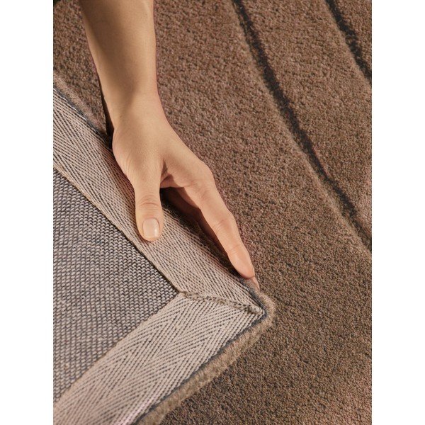 Tappeto rotondo beige in lana tessuto a mano ø 120 cm Arcura – Vikosa-image-4