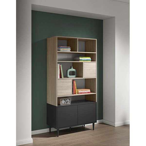 Libreria nera in rovere 90x180 cm Horizon - TemaHome-image-1