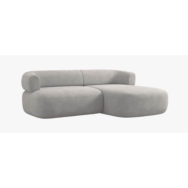 Divano angolare grigio chiaro (con penisola a destra/con chaise lounge) con rivestimento in bouclé Jenny – Micadoni -image-1