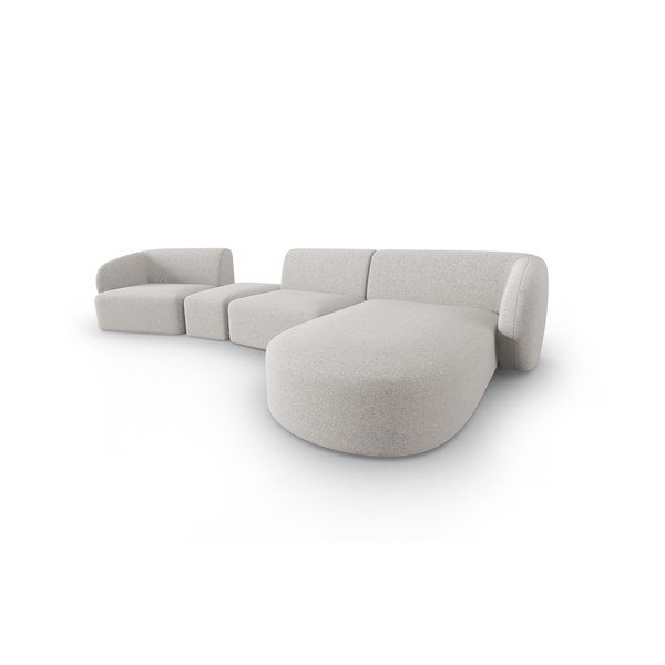 Divano angolare grigio chiaro (con penisola a destra/con chaise lounge) con rivestimento in ciniglia Paolo – Milo Casa-image-2
