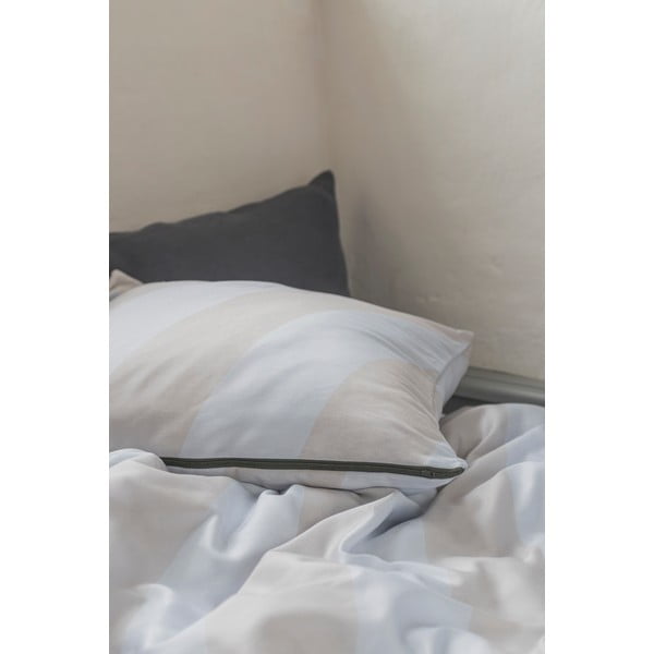 Biancheria da letto singola in cotone satin grigio chiaro-beige 140x200 cm Diagonal - Mette Ditmer Denmark-image-2