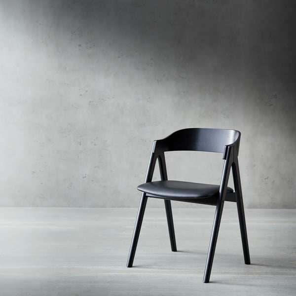 Sedia da pranzo in rovere nero con seduta in pelle Findahl di Hammel Mette - Hammel Furniture-image-1