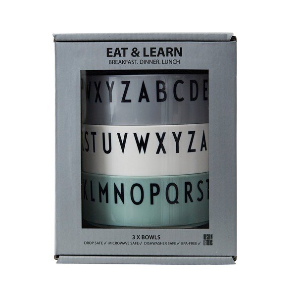 Set di 3 ciotole per bambini Breakfast. Dinner. Lunch. - Design Letters-image-2