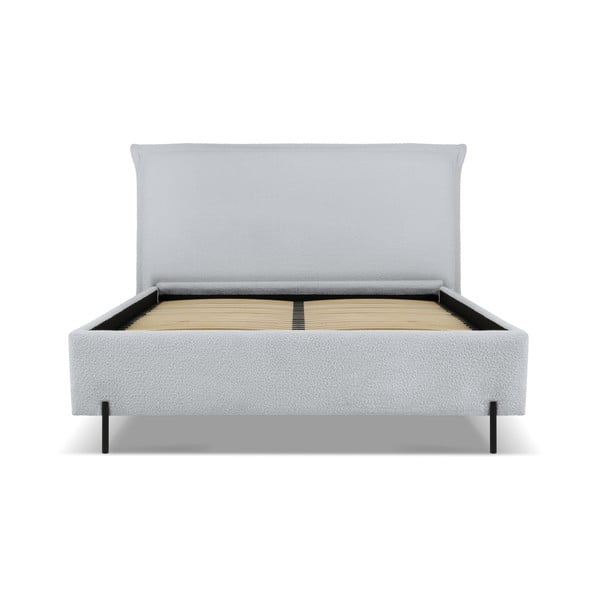 Letto matrimoniale imbottito grigio con contenitore e doghe 180x200 cm Armie - Milo Casa-image-2