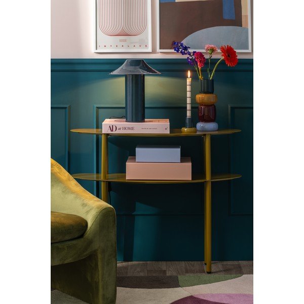 Tavolo consolle marrone chiaro in metallo 28x90 cm Paris – Leitmotiv-image-1