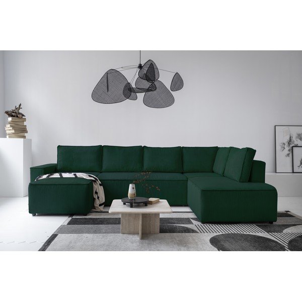 Divano letto angolare in velluto a coste verde scuro Brave Dave - Miuform-image-4