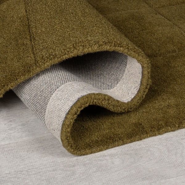 Tappeto in lana kaki tessuto a mano 200x290 cm Checkerboard - Flair Rugs-image-2